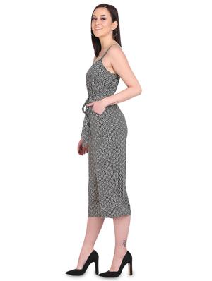 tie front 3/4th jumpsuit - 17564522 - Standard Image - 2