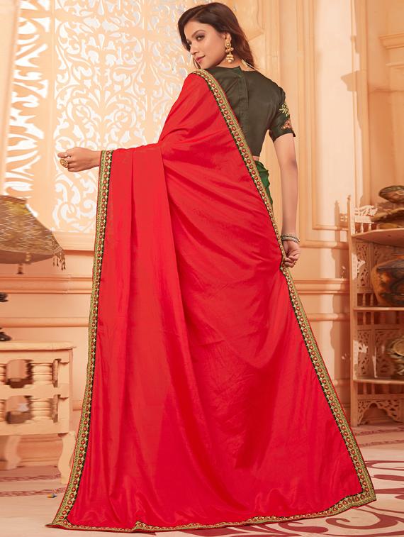 zari embroidered saree with blouse - 17564940 - Zoom Image - 2