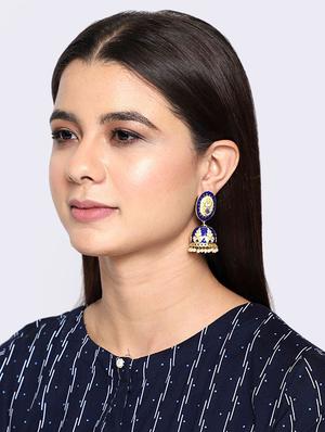 blue copper jhumka earring - 17565072 - Standard Image - 4