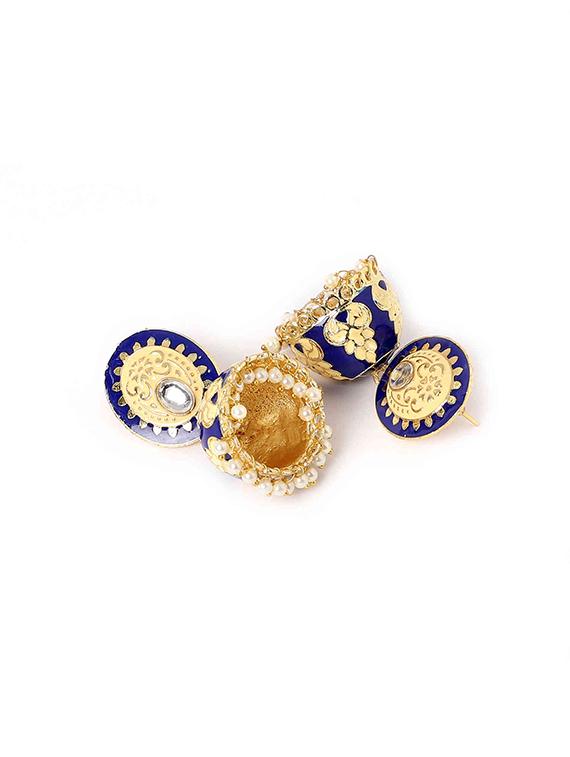 blue copper jhumka earring - 17565072 - Zoom Image - 3