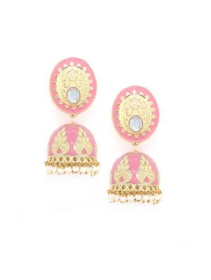 pink copper jhumka earring - 17565074 - Standard Image - 2