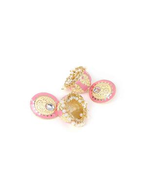 pink copper jhumka earring - 17565074 - Standard Image - 3