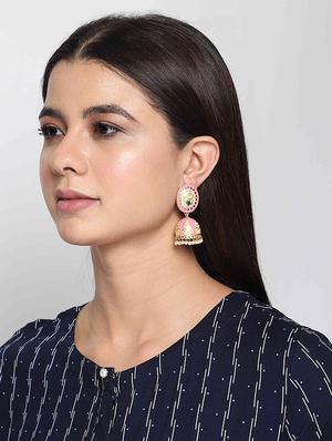 pink copper jhumka earring - 17565074 - Standard Image - 4