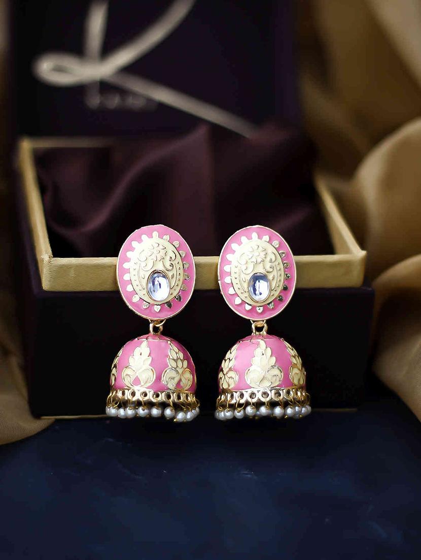 pink copper jhumka earring - 17565074 - Zoom Image - 1