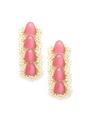 pink brass chandballi earring - 17565078 - Standard Image - 3
