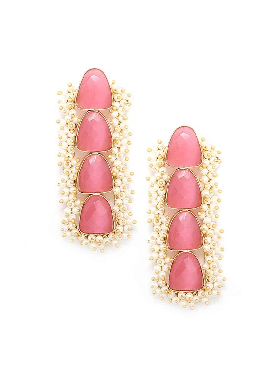 pink brass chandballi earring - 17565078 - Zoom Image - 3