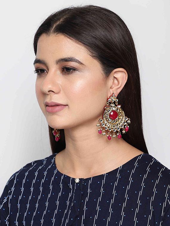 red copper chandballi earring - 17565079 - Zoom Image - 5