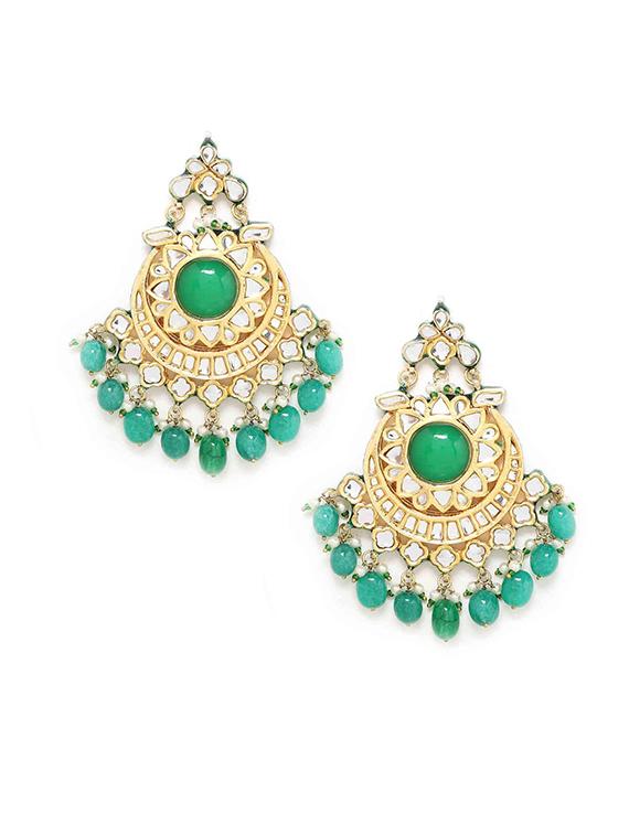 green copper chandballi earring - 17565081 - Zoom Image - 3