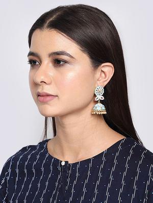 blue copper jhumka earring - 17565085 - Standard Image - 4