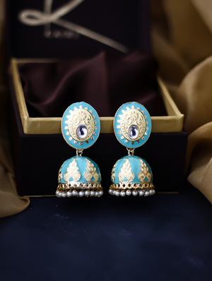 blue copper jhumka earring - 17565103 - Standard Image - 2