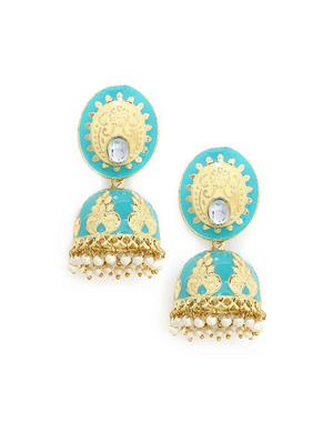 blue copper jhumka earring - 17565103 - Standard Image - 3