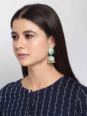blue copper jhumka earring - 17565103 - Standard Image - 5