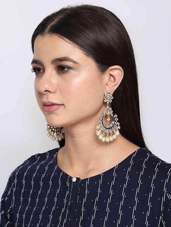 blue copper chandballi earring - 17565114 - Zoom Image - 4