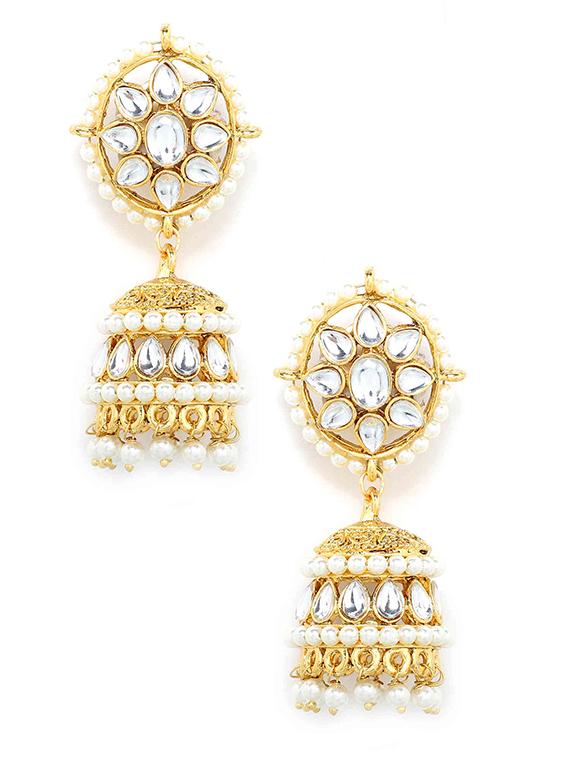 gold copper jhumka earring - 17565132 - Zoom Image - 2