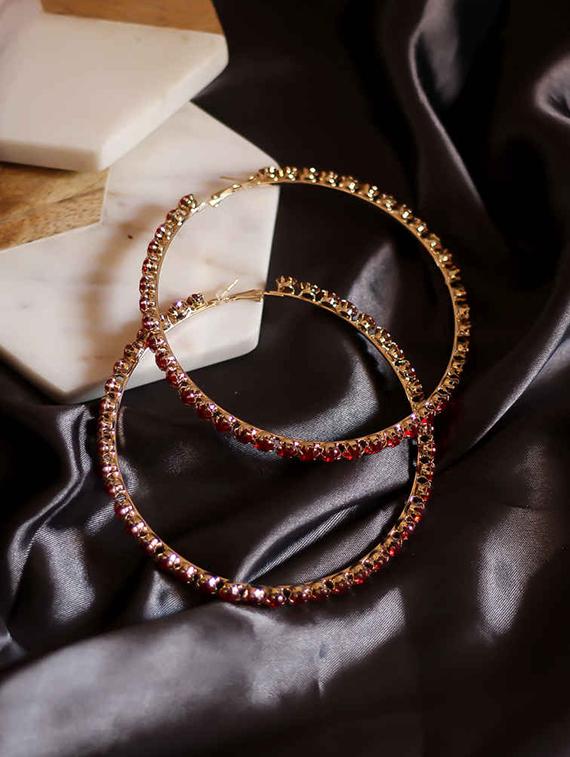 red metal hoop earring - 17565218 - Zoom Image - 1