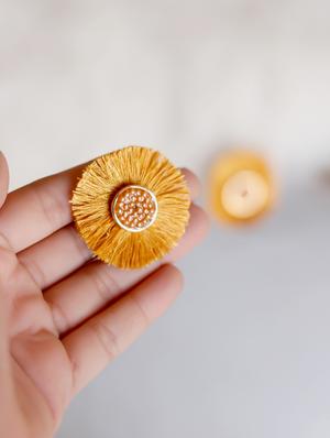 yellow metal studs earring - 17565226 - Standard Image - 2