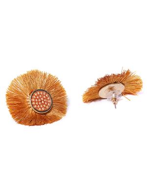 yellow metal studs earring - 17565226 - Standard Image - 4