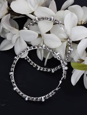 silver metal hoop earring - 17565229 - Standard Image - 2