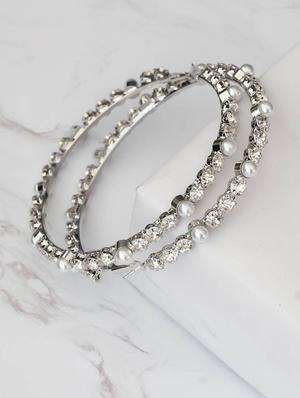 silver metal hoop earring - 17565229 - Standard Image - 3
