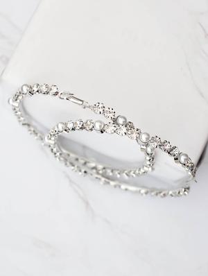 silver metal hoop earring - 17565229 - Standard Image - 4
