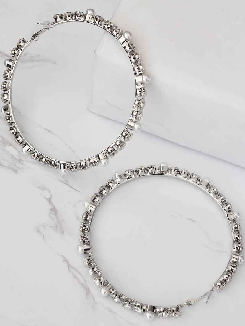 silver metal hoop earring - 17565229 - Zoom Image - 1