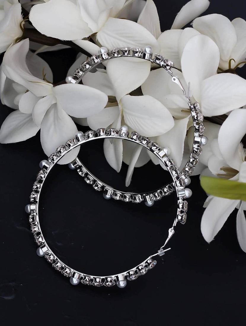 silver metal hoop earring - 17565229 - Zoom Image - 2