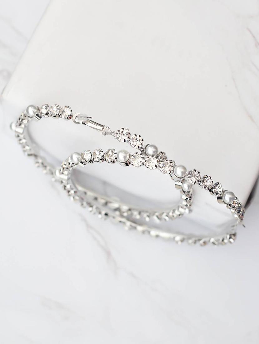 silver metal hoop earring - 17565229 - Zoom Image - 4