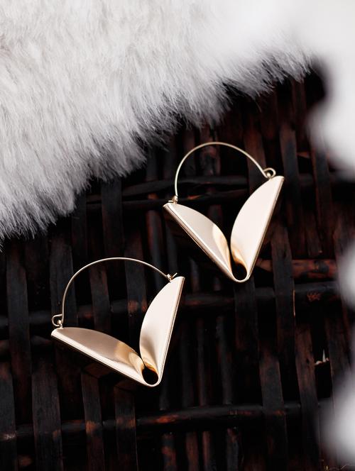 gold metal hoop earring - 17565236 - Standard Image - 1