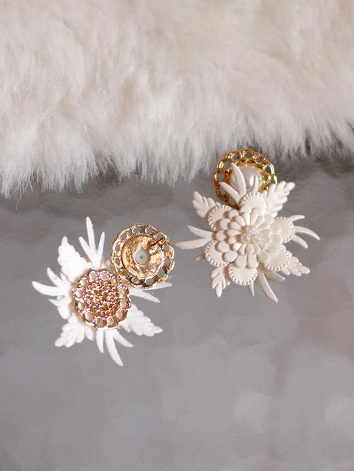 white metal drop earring - 17565248 - Standard Image - 1