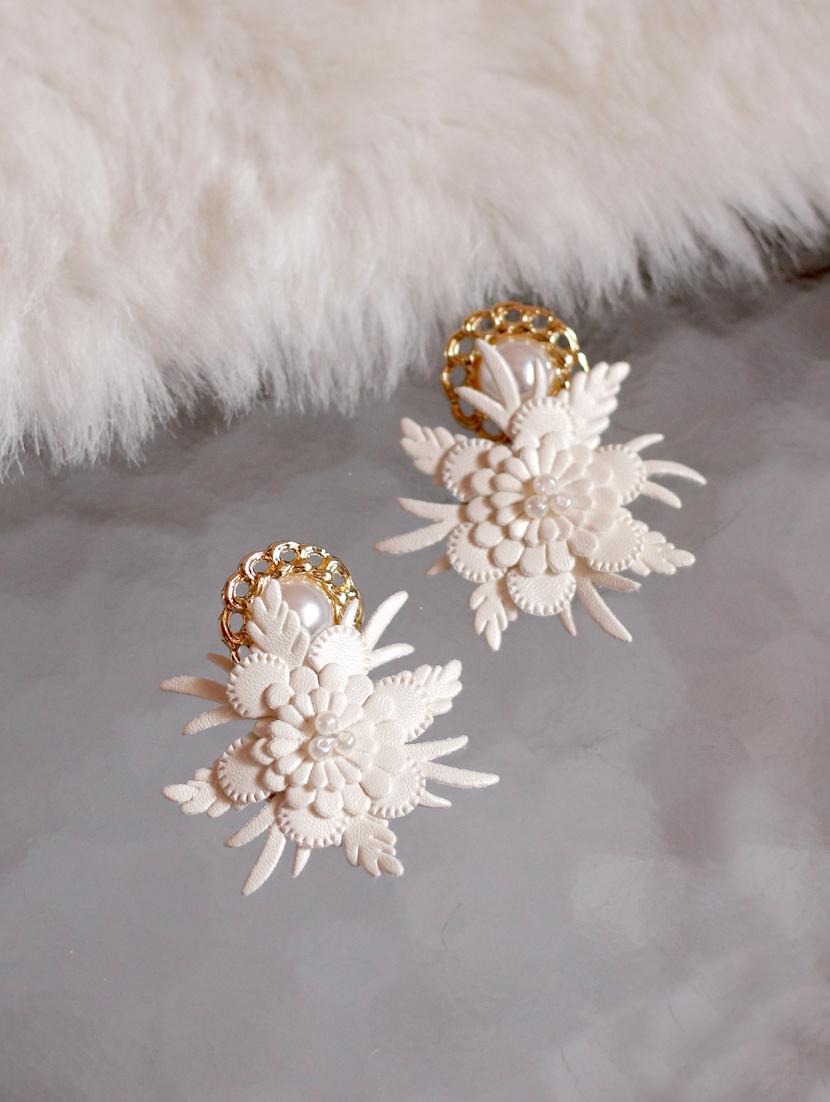white metal drop earring - 17565248 - Zoom Image - 2