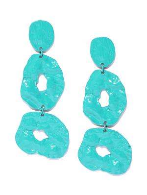 green metal drop earring - 17565252 - Standard Image - 3