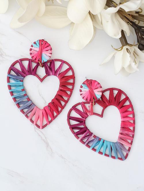 pink metal drop earrings - 17565277 - Standard Image - 1