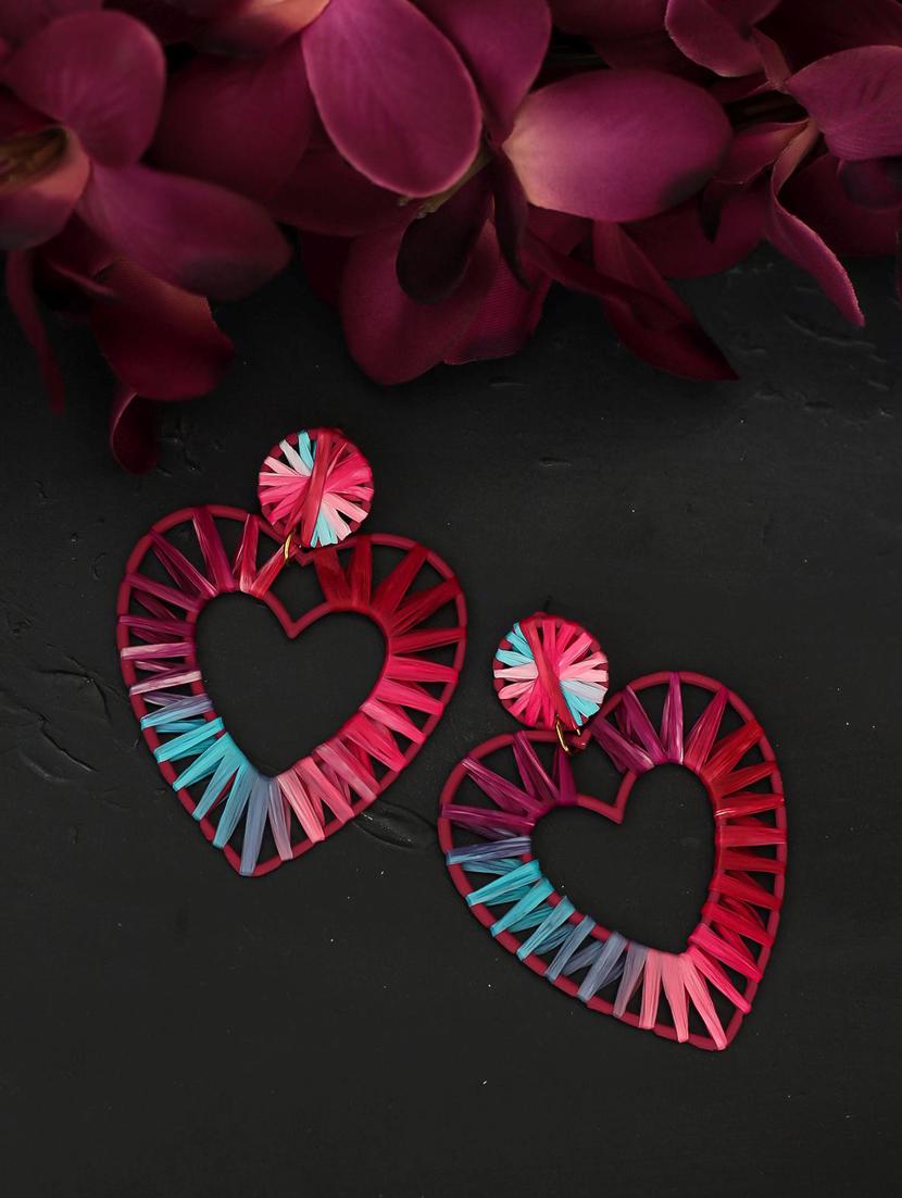 pink metal drop earrings - 17565277 - Zoom Image - 2