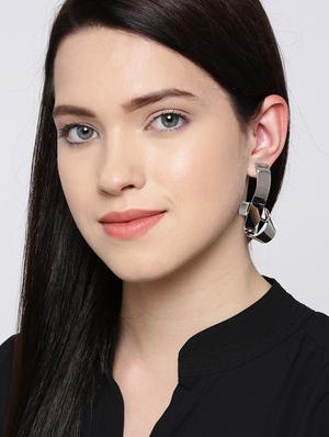 silver metal drop earrings - 17565309 - Standard Image - 4