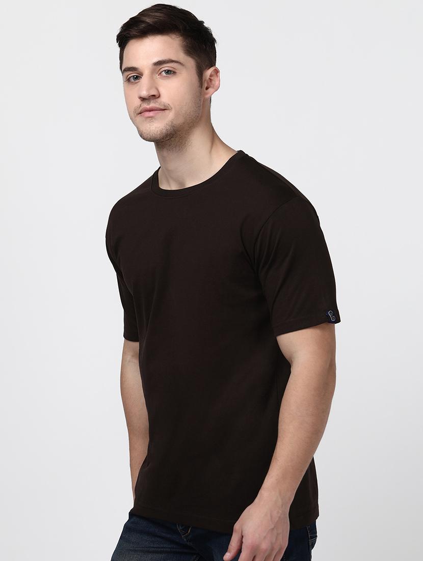 brown solid t-shirt - 17565324 - Zoom Image - 2