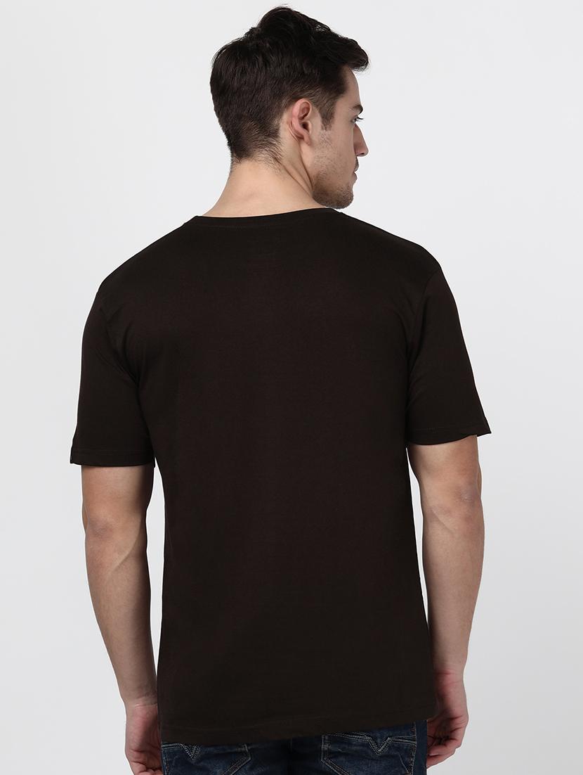 brown solid t-shirt - 17565324 - Zoom Image - 3