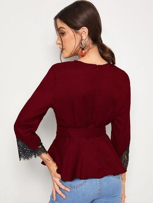 lace detail peplum top - 17565393 - Standard Image - 3