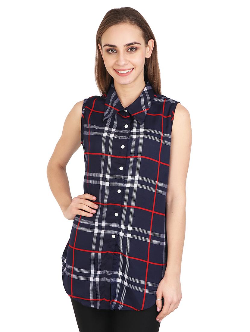 sleeveless checkered shirt - 17565429 - Zoom Image - 1