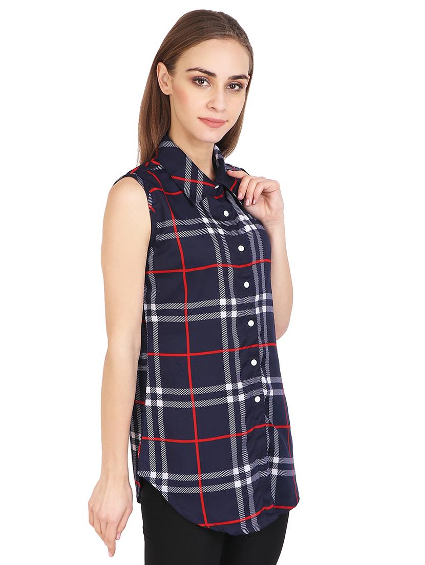 sleeveless checkered shirt - 17565429 - Zoom Image - 2