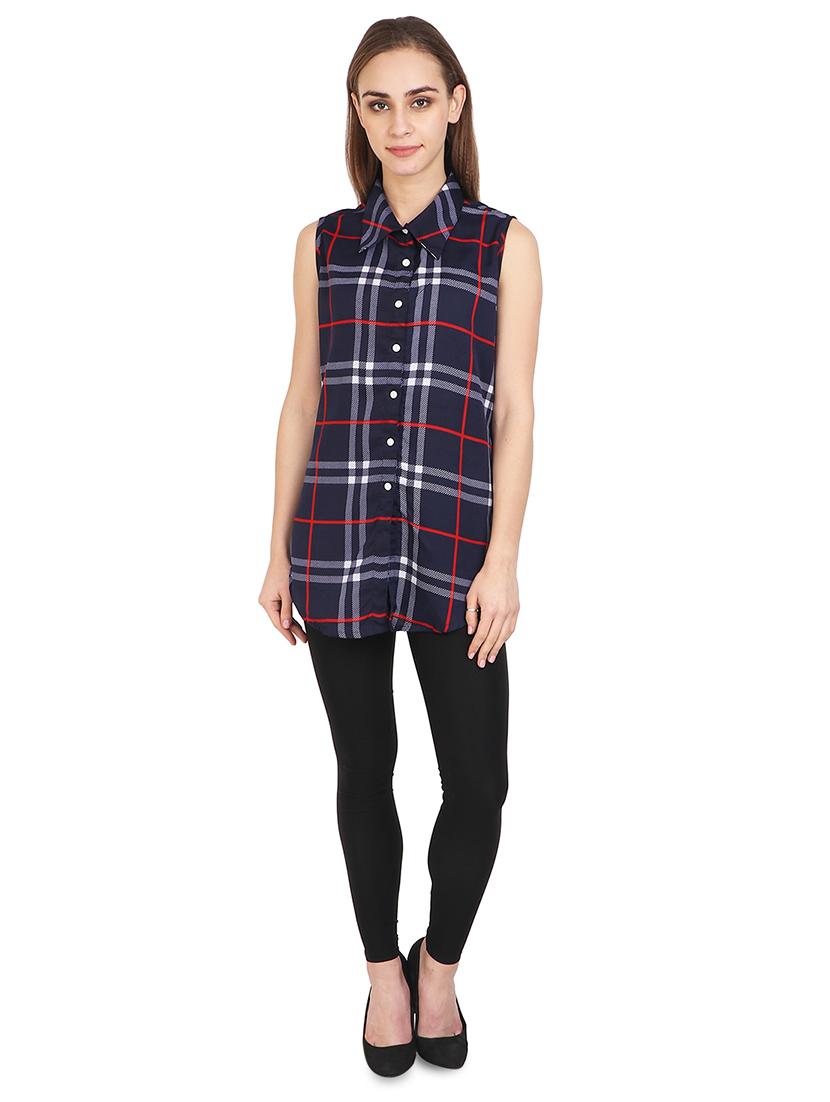 sleeveless checkered shirt - 17565429 - Zoom Image - 4