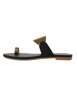 gold synthetic slip on sandals - 17565476 - Standard Image - 3