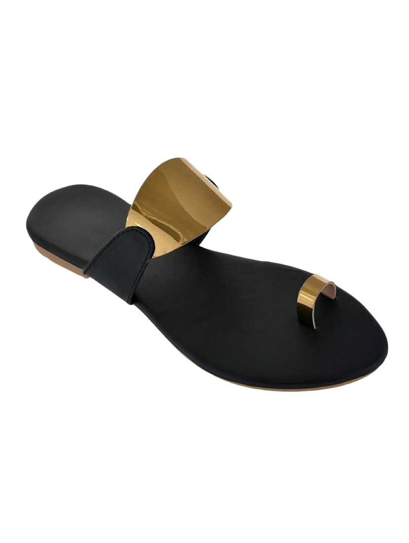gold synthetic slip on sandals - 17565476 - Zoom Image - 2
