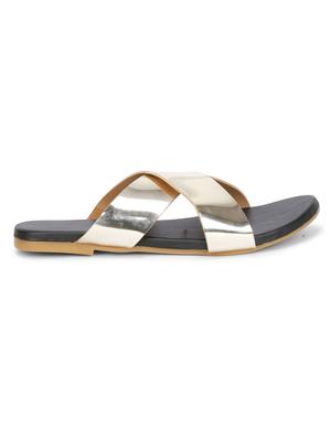 gold synthetic slip on sandals - 17565482 - Standard Image - 3