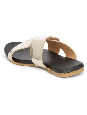 gold synthetic slip on sandals - 17565482 - Standard Image - 4