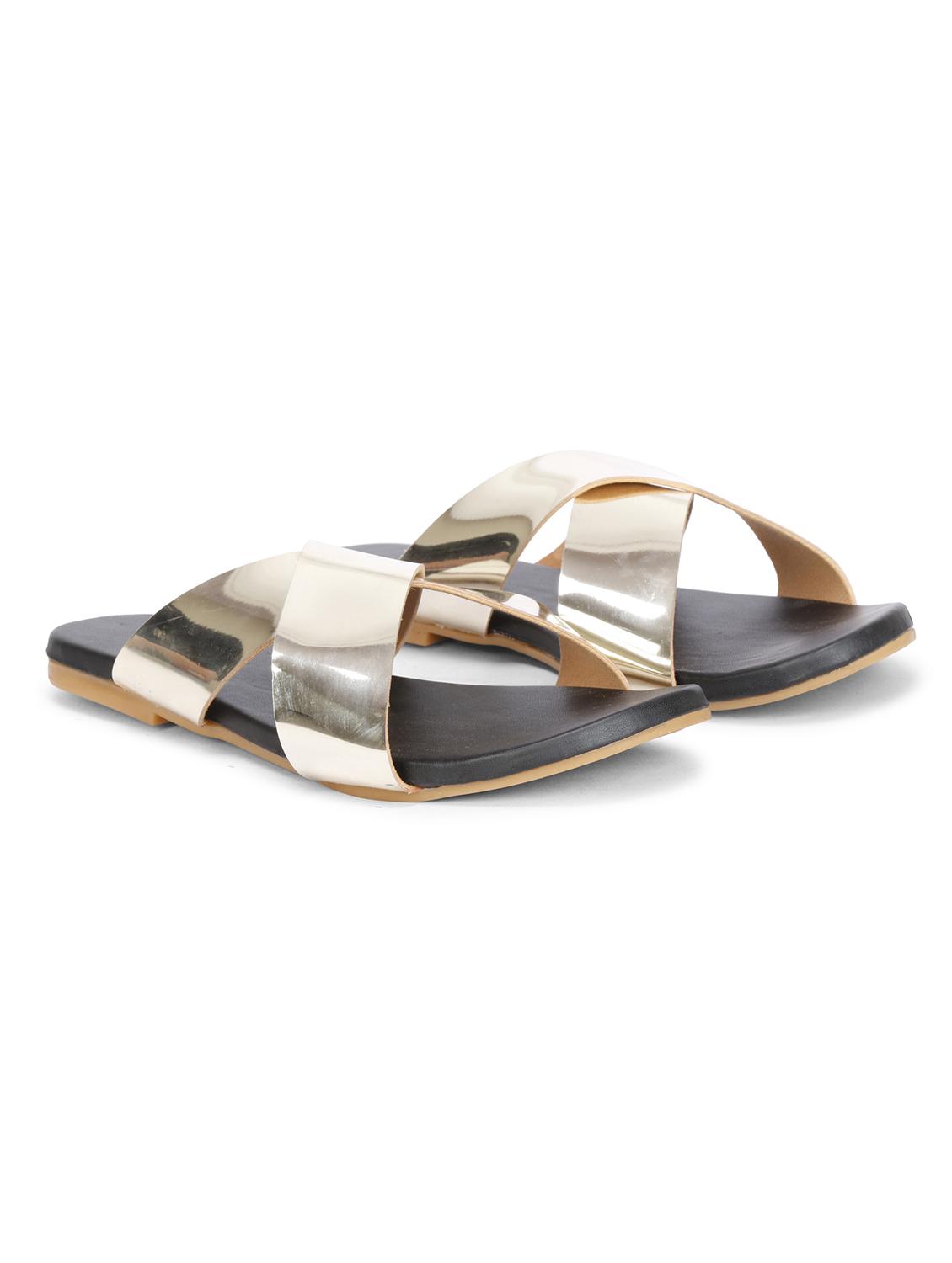 gold synthetic slip on sandals - 17565482 - Zoom Image - 1