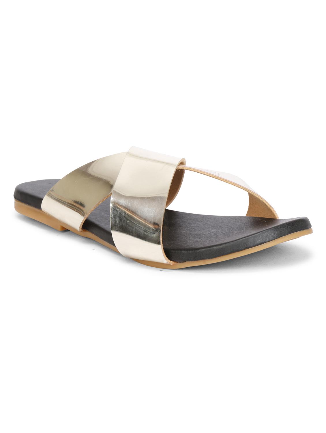 gold synthetic slip on sandals - 17565482 - Zoom Image - 2