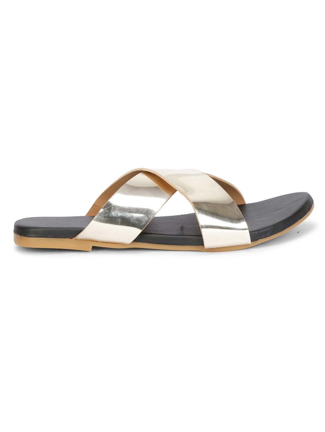 gold synthetic slip on sandals - 17565482 - Zoom Image - 3