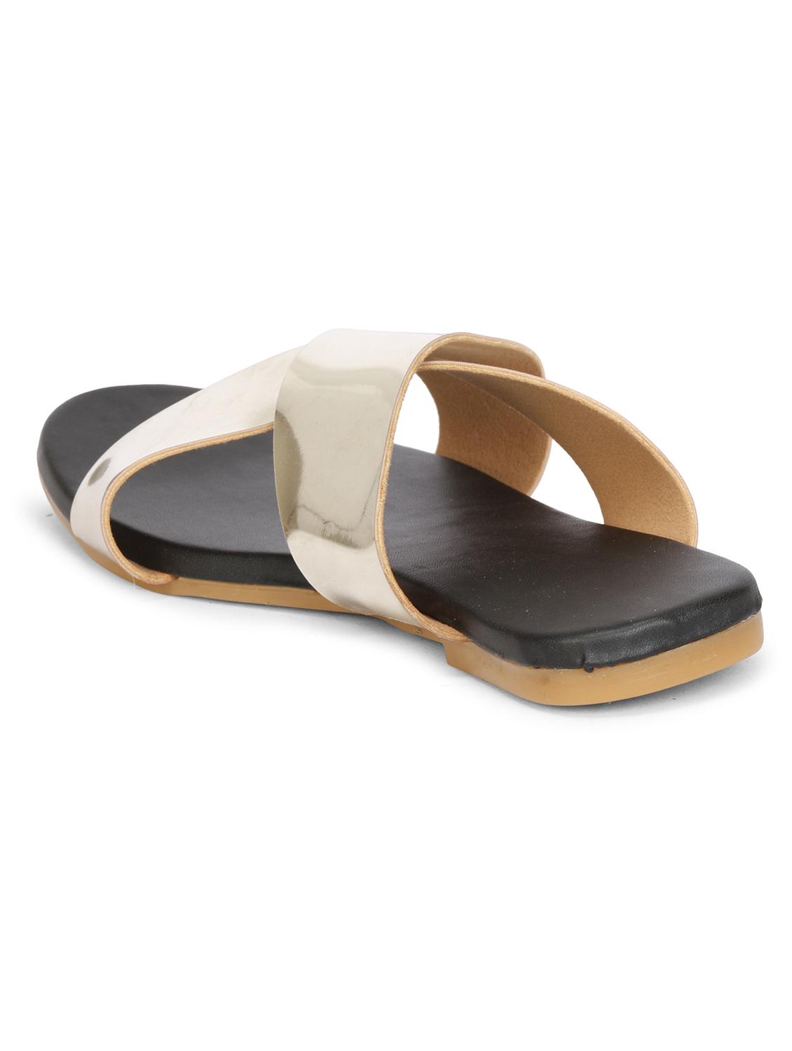 gold synthetic slip on sandals - 17565482 - Zoom Image - 4