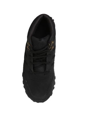black fabric & synthetic lace up boots - 17565485 - Standard Image - 5