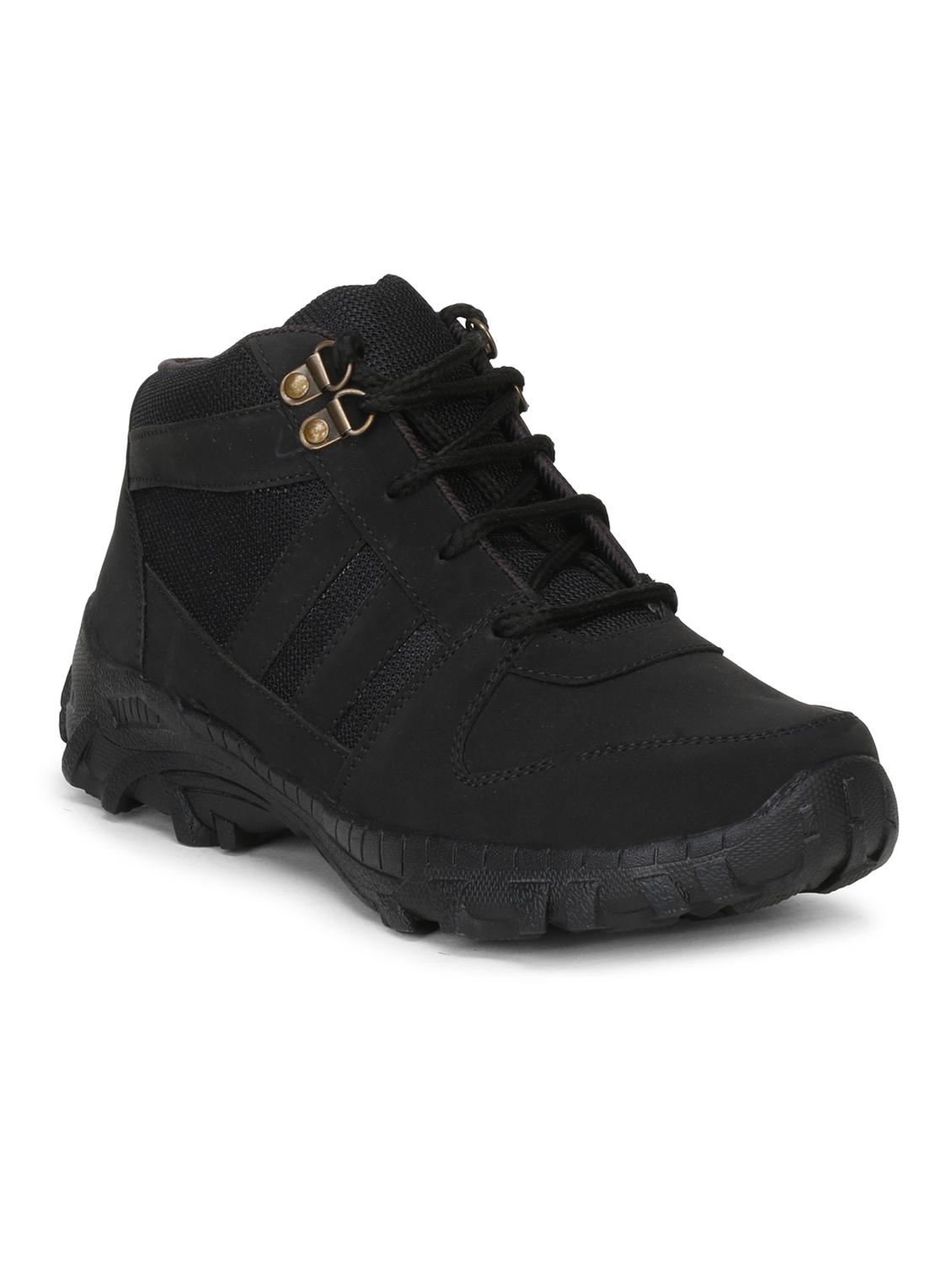 black fabric & synthetic lace up boots - 17565485 - Zoom Image - 2